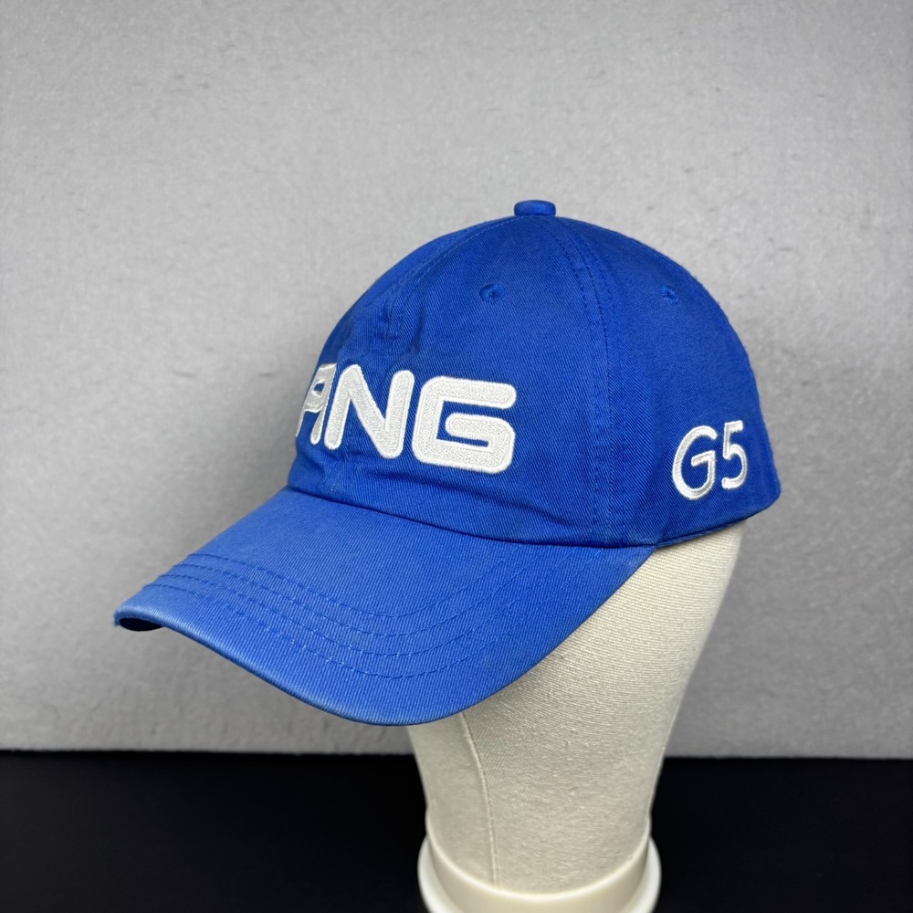 PING G5 Golf Hat Cap Blue White Embroidered Spellout Adjustable Vintage